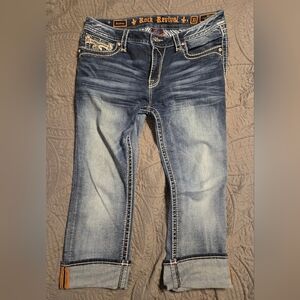 Rock Revival "Audrina" Light Blue Cropped Jeans Size 31